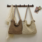 Borsa tote boho all'uncinetto fatta a mano