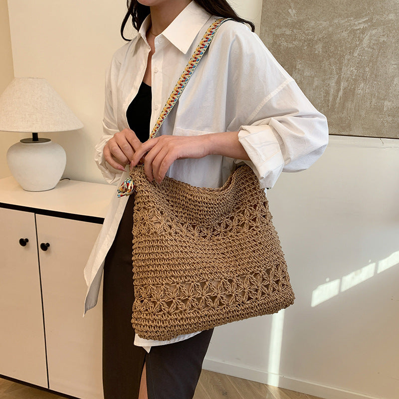 Borsa tote boho all'uncinetto fatta a mano