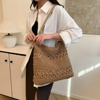 Borsa tote boho all'uncinetto fatta a mano