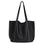 Borsa tote in pelle con borchie