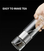 Bottiglia termica con infusore per tè – Vetro e legno – Doppia parete – 500 ml – ClearTherm
