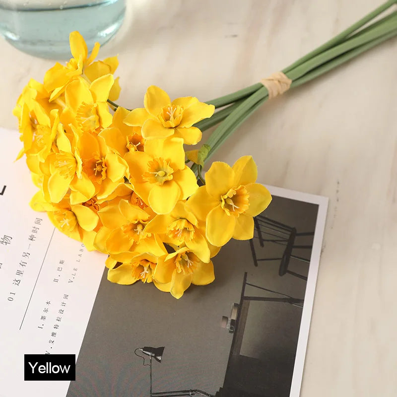 Bouquet di narcisi artificiali in seta – 6 pezzi
