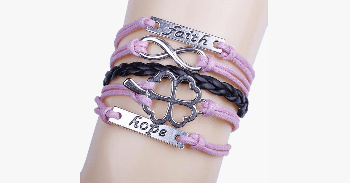 Bracciale Infinity con quadrifoglio Faith Hope