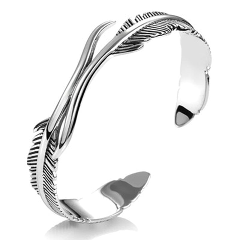 Bracciale regolabile con piume argentate