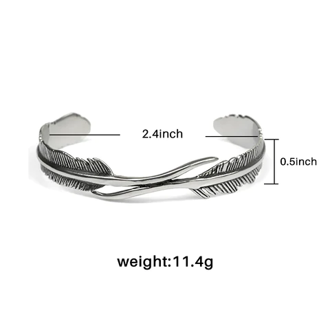 Bracciale regolabile con piume argentate
