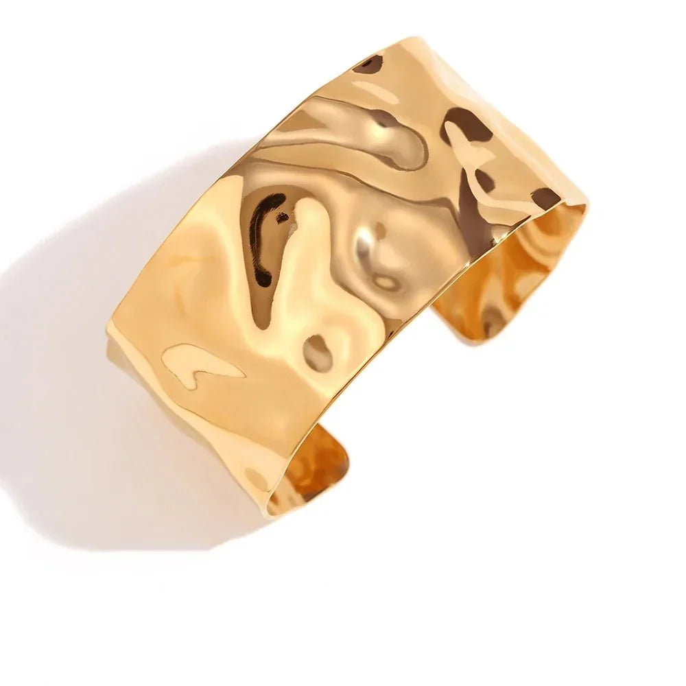 Bracciale rigido martellato placcato oro 18k
