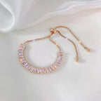 Bracciale tennis regolabile con cristalli baguette
