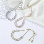 Bracciale tennis regolabile con cristalli baguette