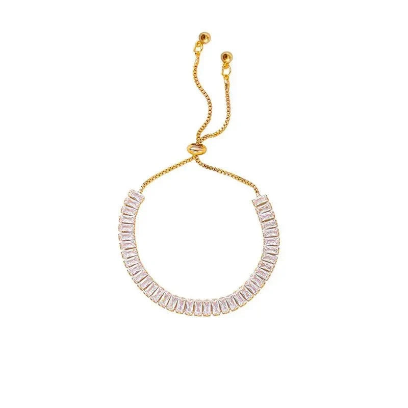 Bracciale tennis regolabile con cristalli baguette