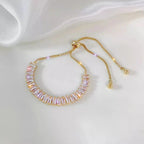 Bracciale tennis regolabile con cristalli baguette