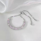 Bracciale tennis regolabile con cristalli baguette