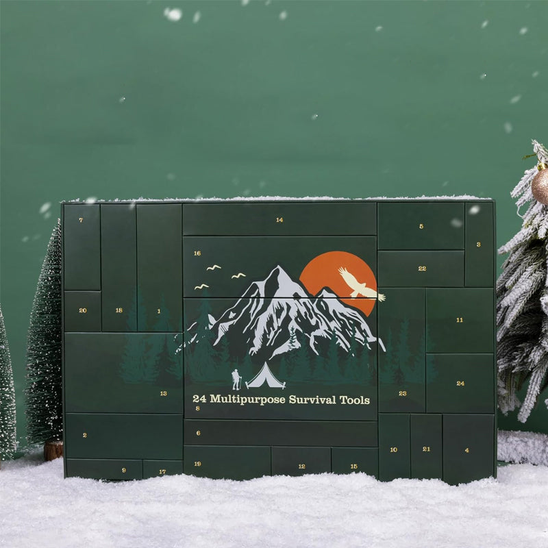 Calendario dell'Avvento 24 giorni attrezzi sopravvivenza outdoor campeggio uomo