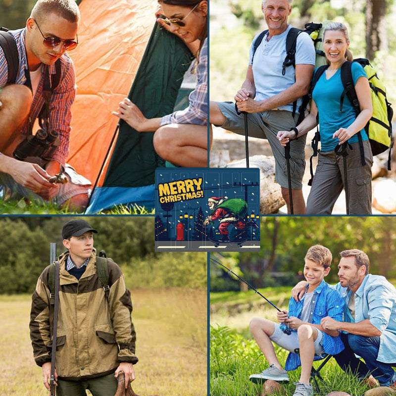 Calendario dell'Avvento 24 giorni attrezzi sopravvivenza outdoor campeggio uomo