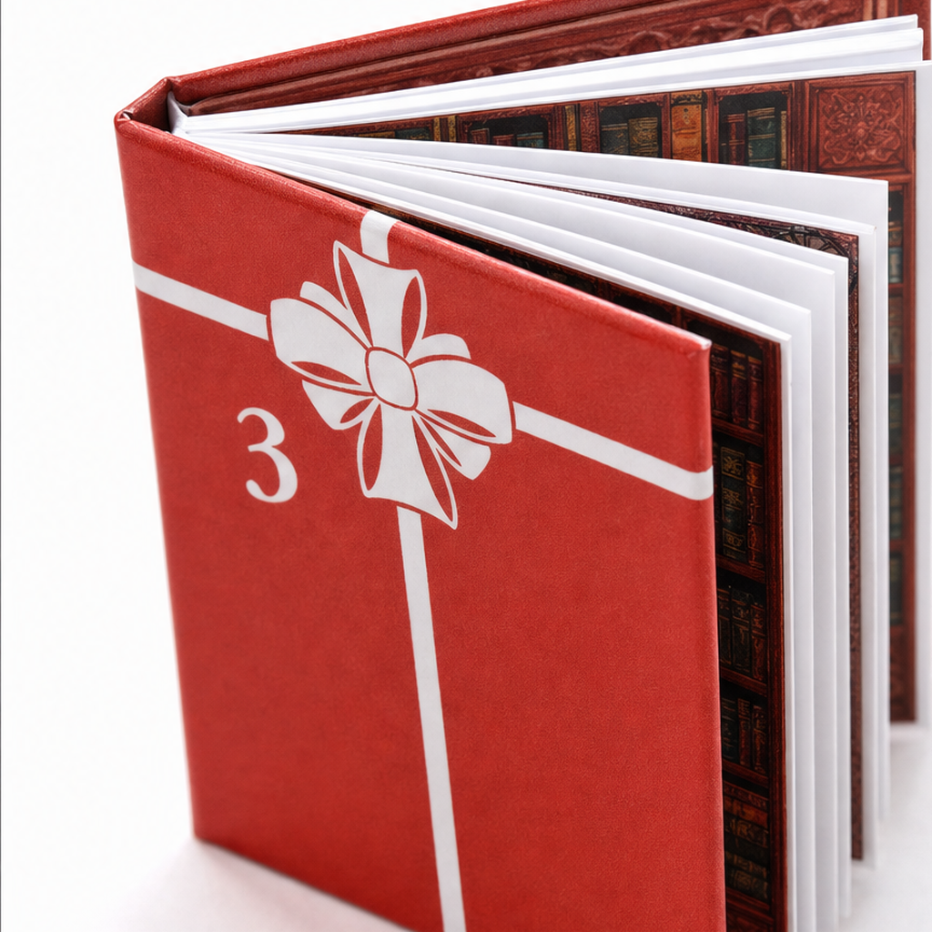 Calendario dell'Avvento natalizio con miniature di libri Storybook