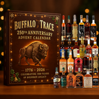 Calendario dell'avvento whisky bourbon con ornamenti conto alla rovescia