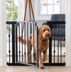 Cancelletto per cani Emperor Rings in ferro battuto con porta (72–156 cm extra largo) ornamentale, robusto, per interni,