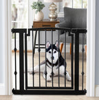 Cancelletto per cani Emperor Rings in ferro battuto con porta (72–156 cm extra largo) ornamentale, robusto, per interni,
