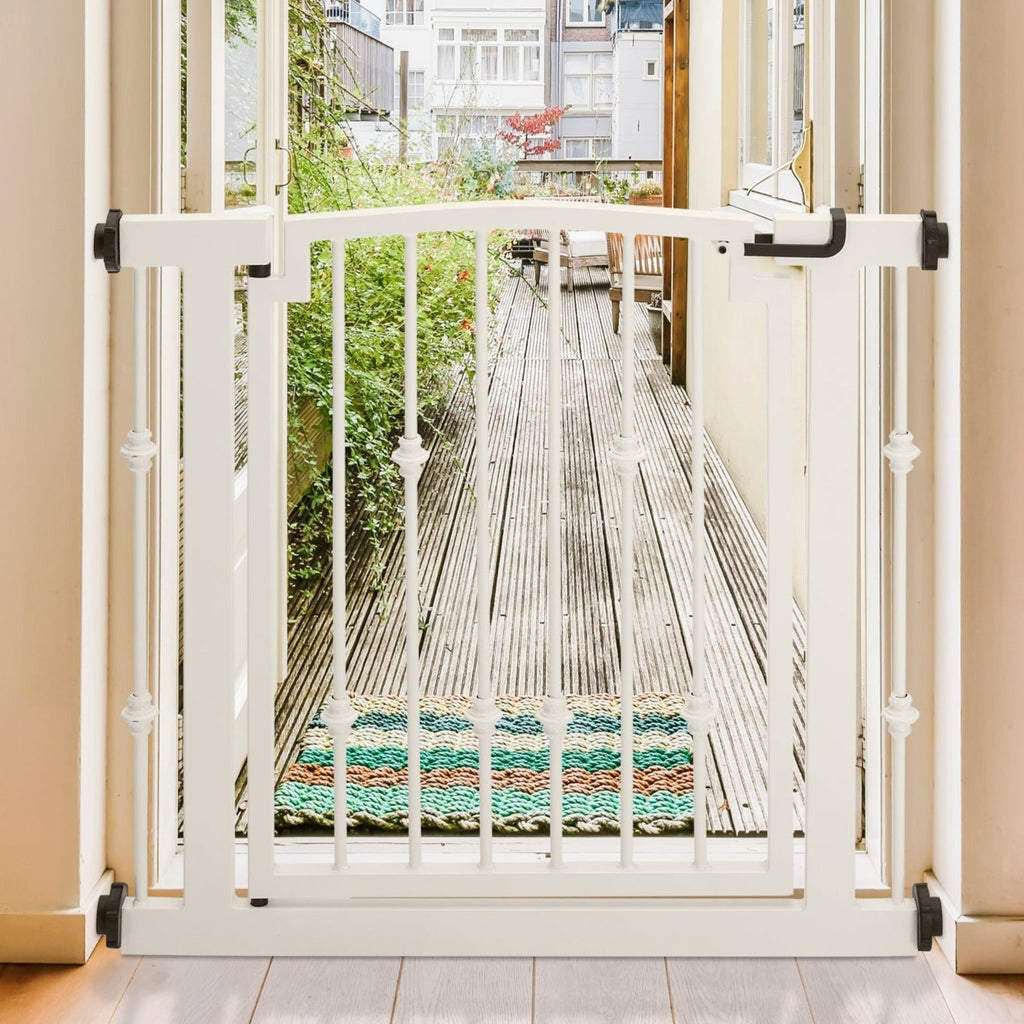 Cancelletto per cani Emperor Rings in ferro battuto con porta (72–156 cm extra largo) ornamentale, robusto, per interni,