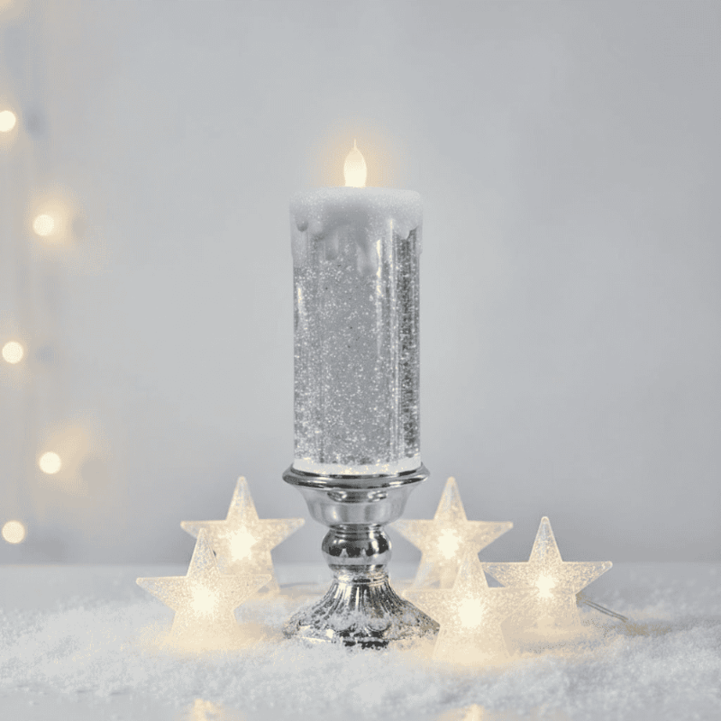 Candela LED elegante per serate natalizie accoglienti