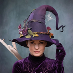 Cappello da strega in feltro di lana merino fatto a mano — costume di Halloween regolabile per adulti