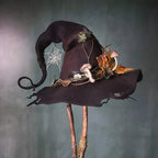 Cappello da strega in feltro di lana merino fatto a mano — costume di Halloween regolabile per adulti
