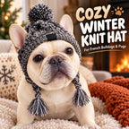 Cappello invernale a maglia per Bulldog francese e Carlino con aperture per le orecchie