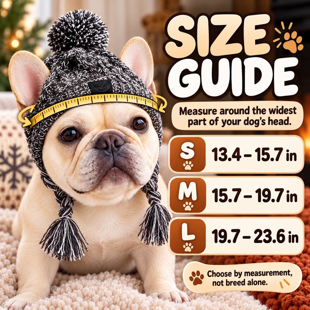 Cappello invernale a maglia per Bulldog francese e Carlino con aperture per le orecchie
