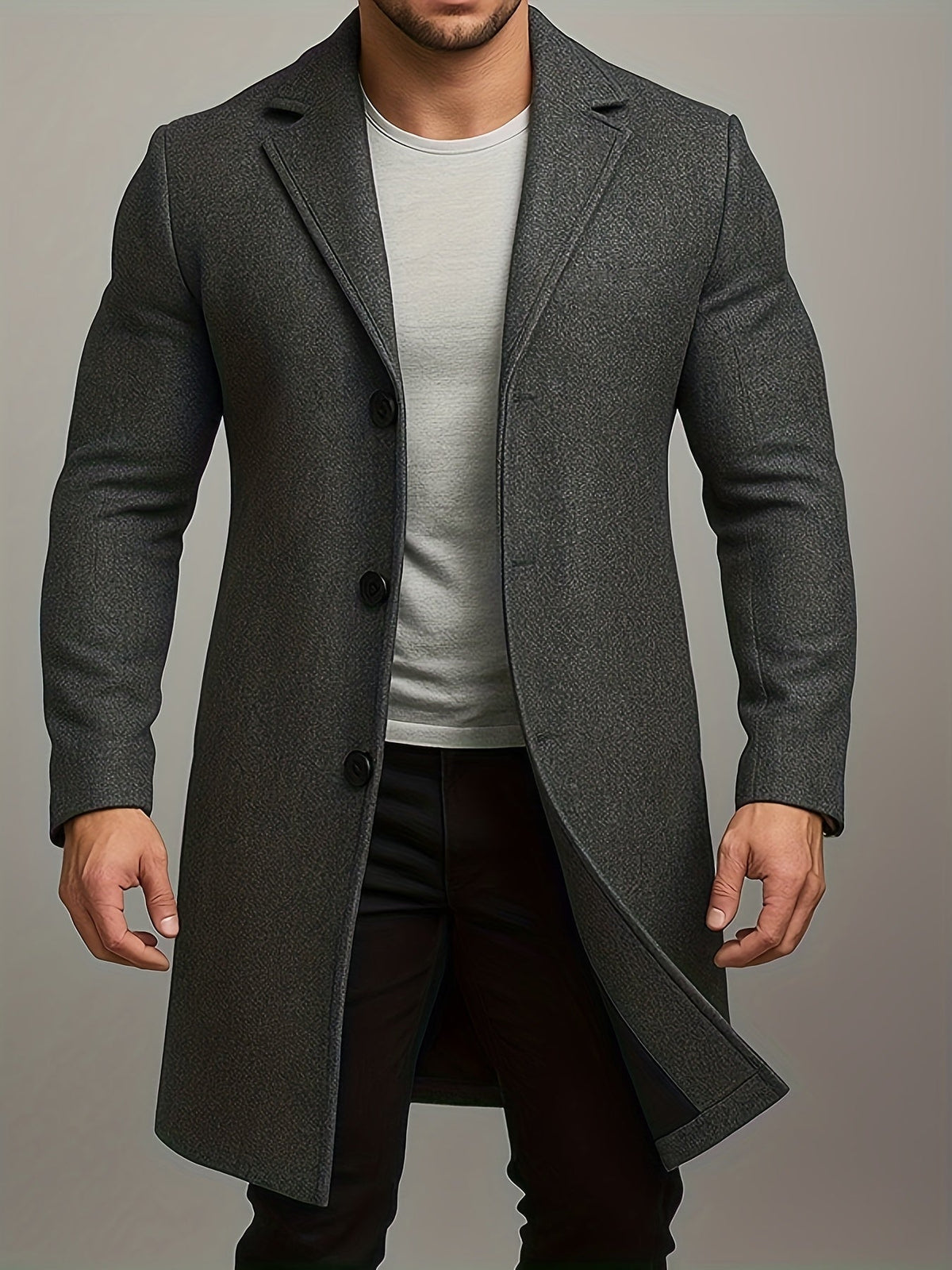 Cappotto medio-lungo in tweed da uomo