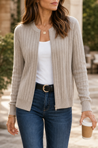 Cardigan a coste con zip frontale