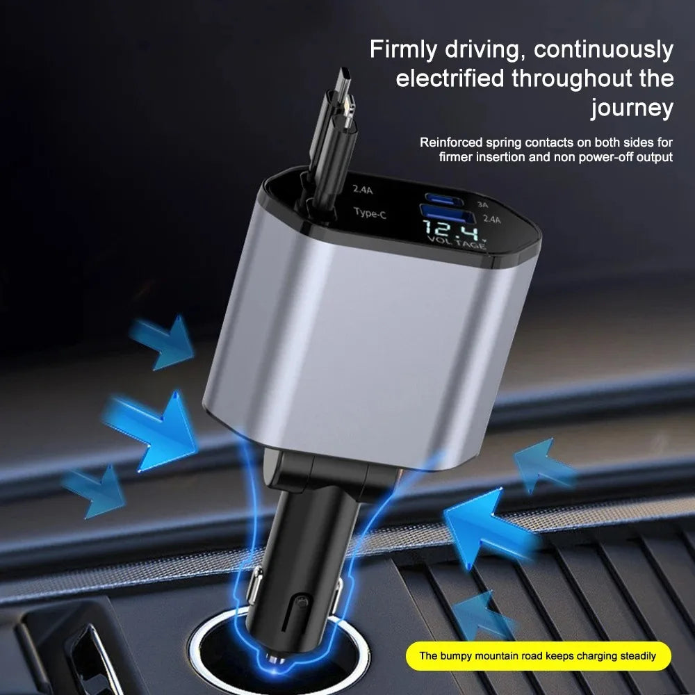 Caricatore auto pieghevole con USB-C e USB-A – ricarica rapida 120 W