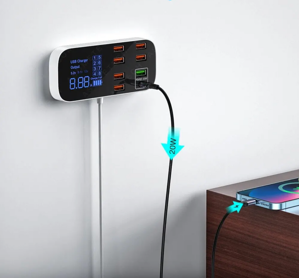 Caricatore USB multiplo Eindhoven – Ricarica rapida con 6 porte