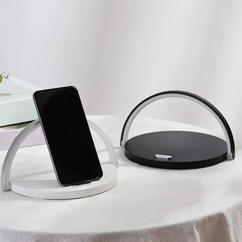 Caricatore wireless 3 in 1 con supporto telefono e lampada LED