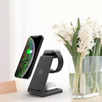 Caricatore wireless 3 in 1 per smartphone, smartwatch e auricolari
