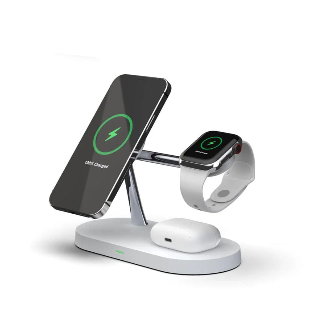 Caricatore wireless 3 in 1 per smartphone, smartwatch e auricolari – Stazione di ricarica rapida dal design moderno