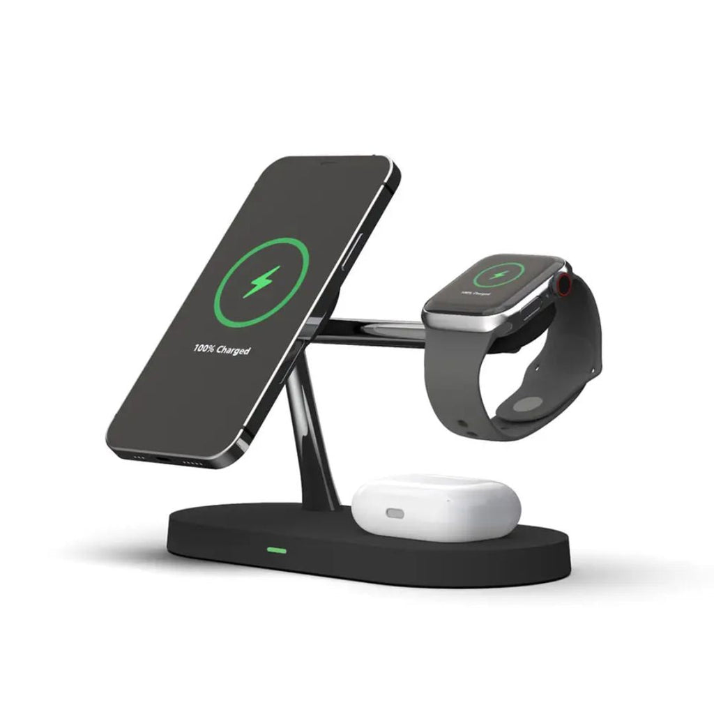 Caricatore wireless 3 in 1 per smartphone, smartwatch e auricolari – Stazione di ricarica rapida dal design moderno