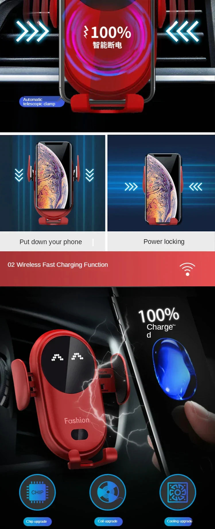 Caricatore wireless da auto con sensore Tubby