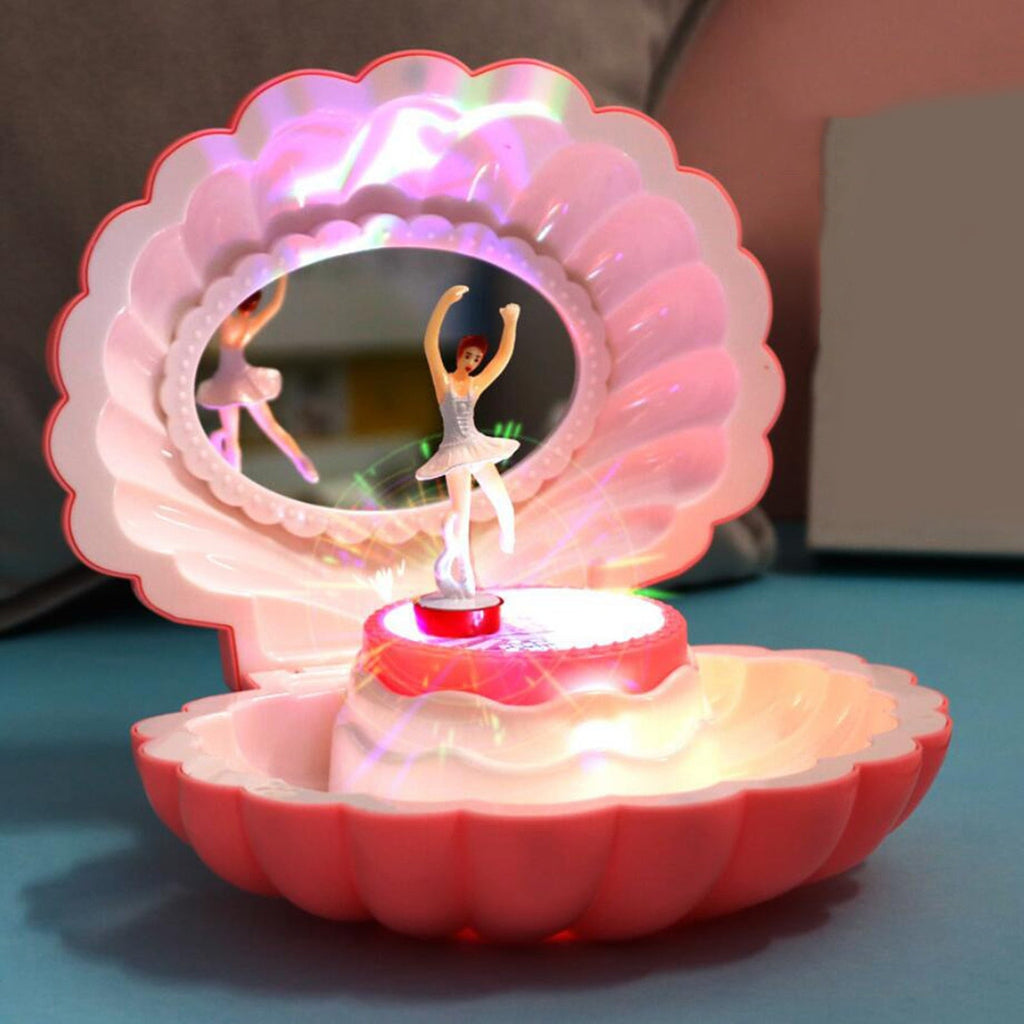 Carillon conchiglia con ballerina danzante e luce