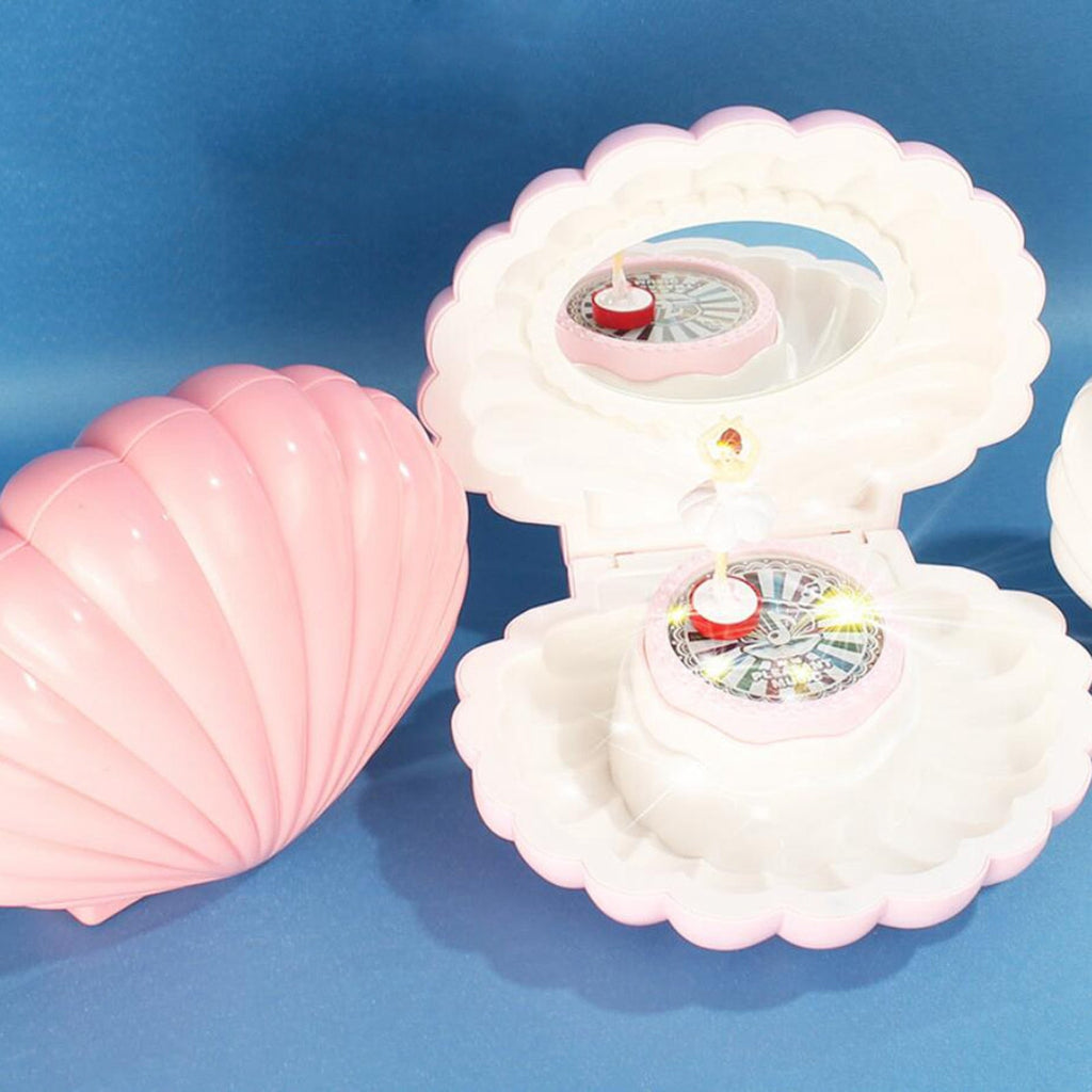 Carillon conchiglia con ballerina danzante e luce