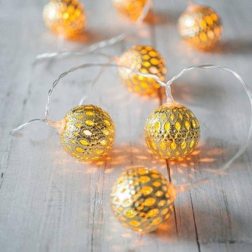 Catena luminosa LED con sfere dorate decorative