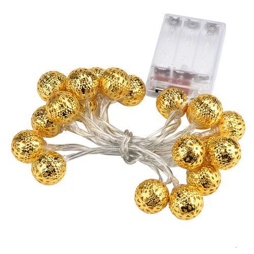 Catena luminosa LED con sfere dorate decorative