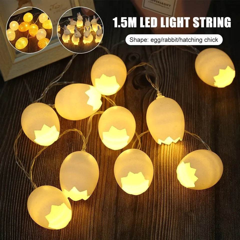 Catena luminosa a LED con uova di Pasqua rotte – 10 luci decorative per interni ed esterni