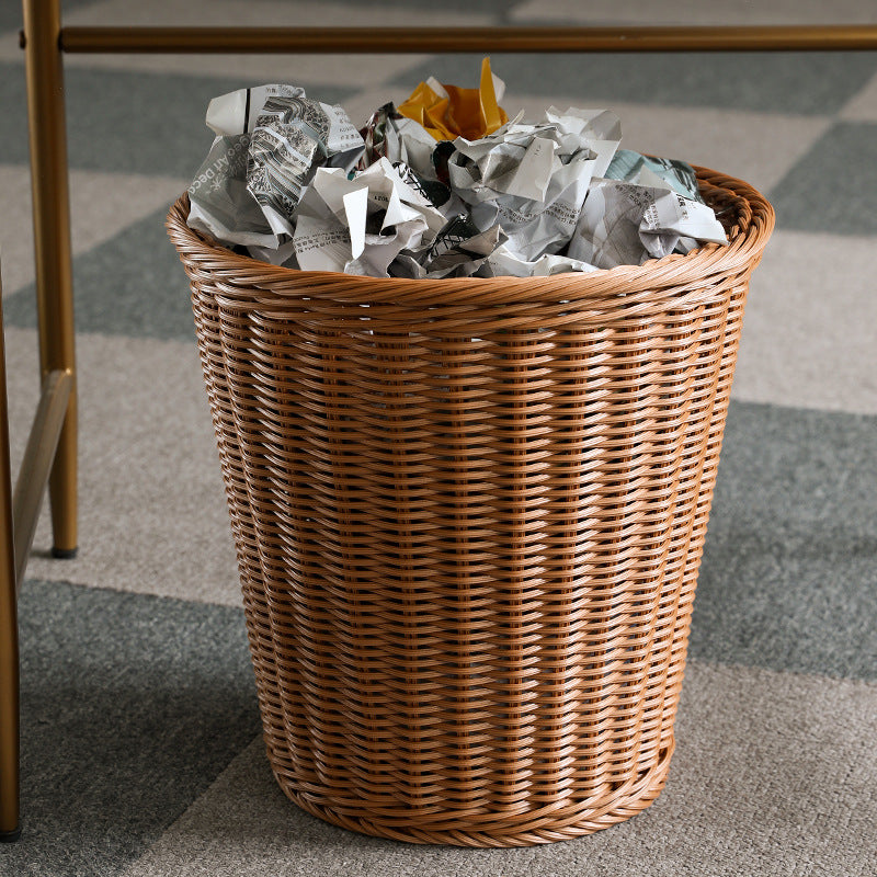 Cestino portarifiuti intrecciato decorativo