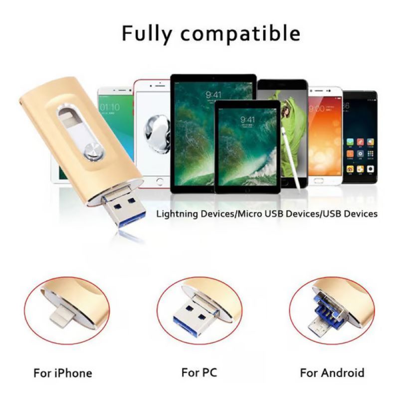 Chiavetta USB 3 in 1 ad alta capacità per smartphone e computer