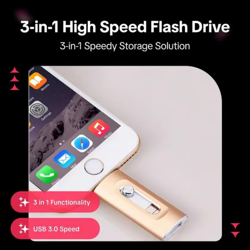 Chiavetta USB 3 in 1 ad alta capacità per smartphone e computer