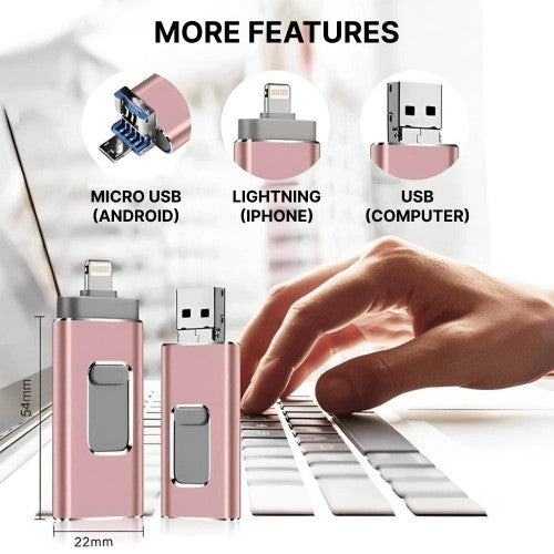 Chiavetta USB 4-in-1 per iPhone e Android – Espandi la memoria e trasferisci foto, video e file