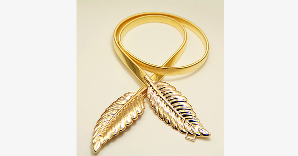 Cintura elastica vintage con foglie metalliche