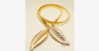 Cintura elastica vintage con foglie metalliche