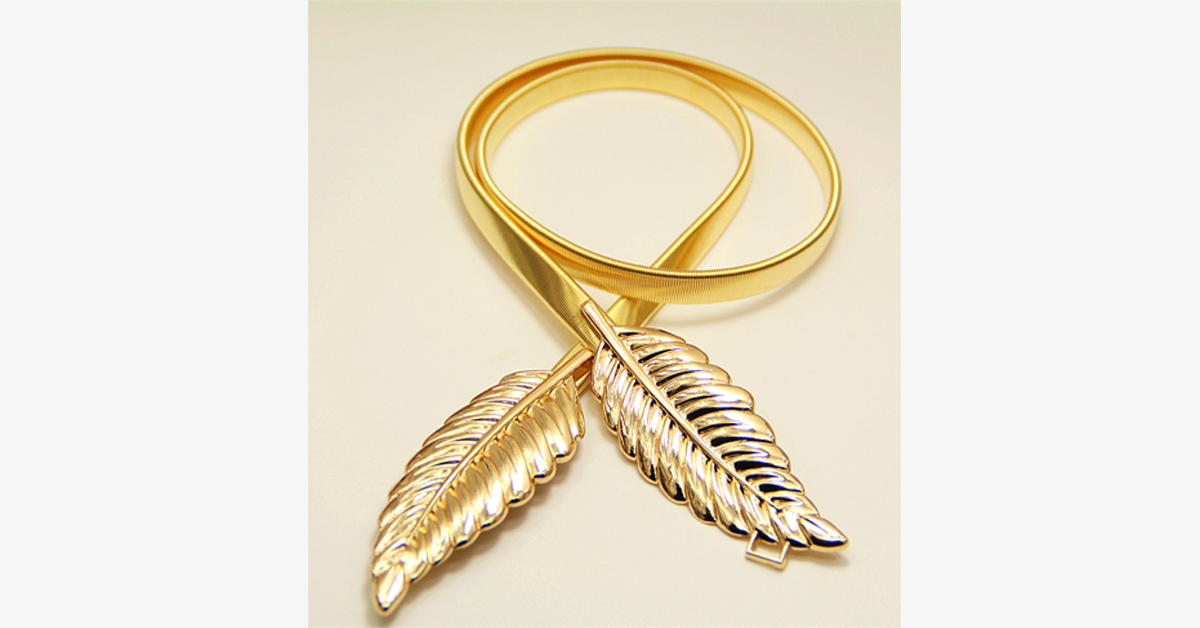 Cintura elastica vintage con foglie metalliche