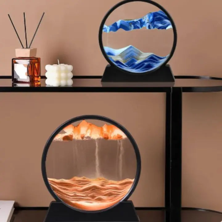 Clessidra 3D con sabbia – Arte fluida per relax e arredo