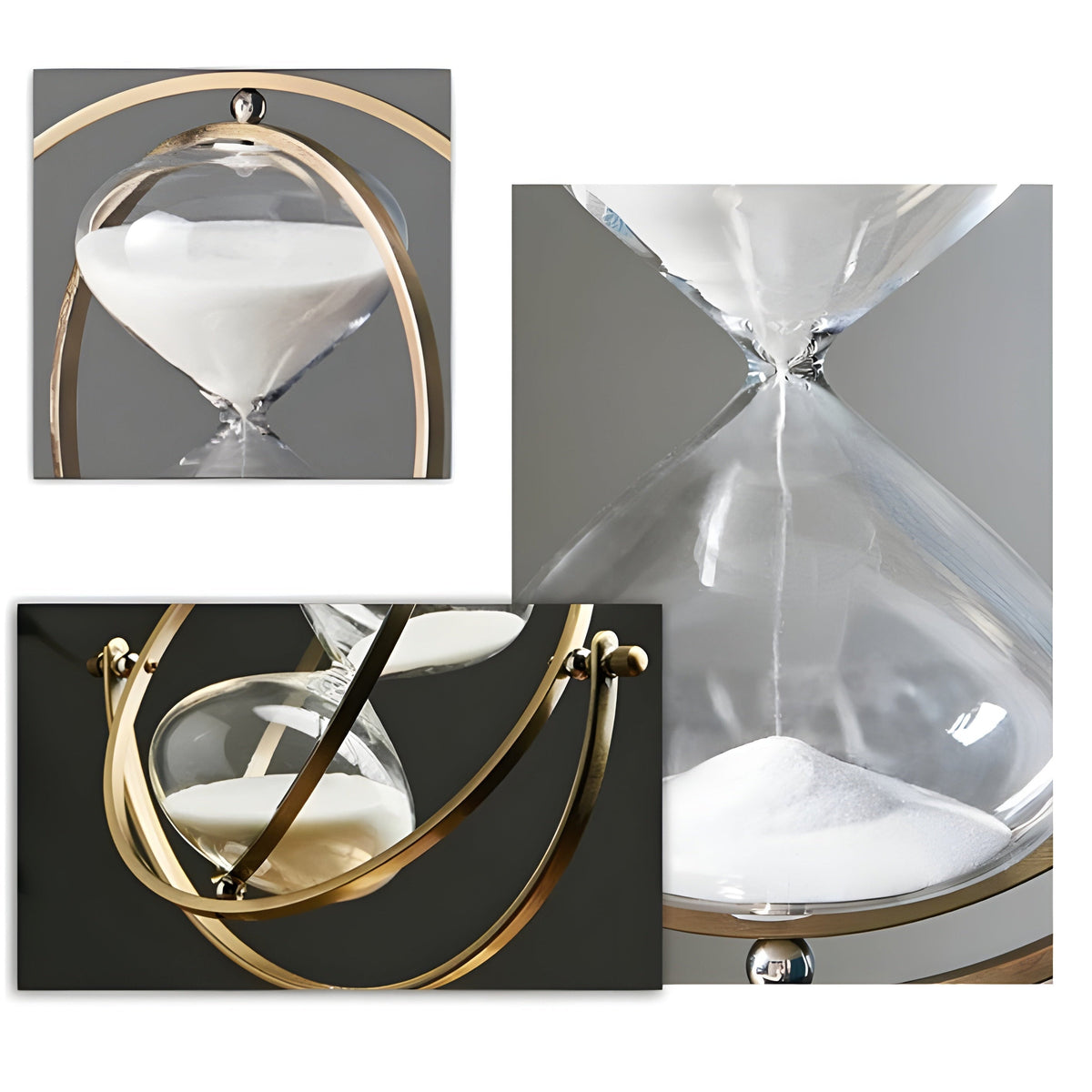 Clessidra elegante con sabbia fluida e stile raffinato
